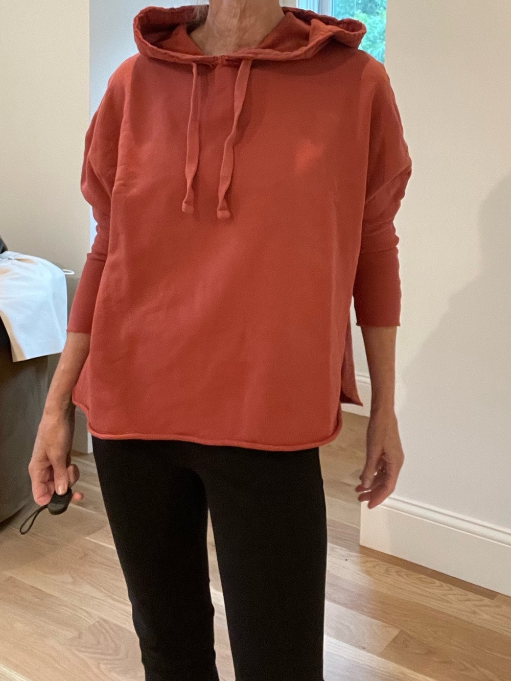 Frank & Eileen Relaxed Kane Hooded Pullover in Rust/ Spice Terry fabric
